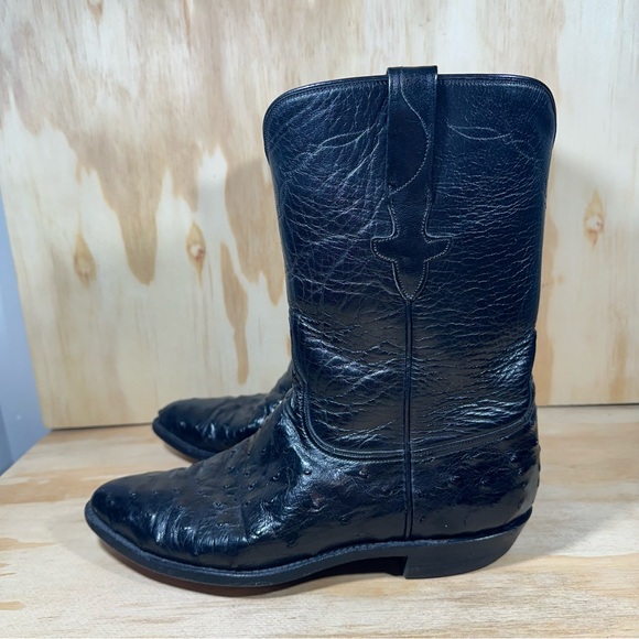 Lucchese Black  Leather Cowboy Boots Men’s Size 9 D - Picture 8 of 10